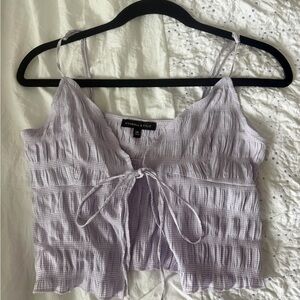 Kendall & Kylie Light Purple Tie-Front Crop Top